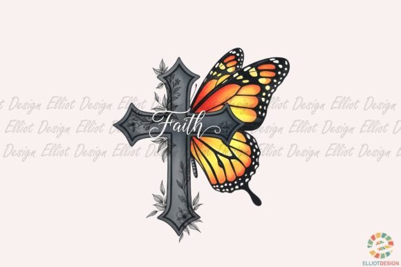 Faith Butterfly Cross Png: A Thoughtful Design for Embroidery Projects