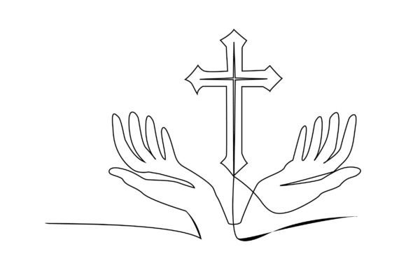 Faith Praying Hands Stock Vector Lineart Review