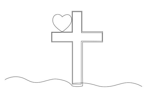 Single Line Art Faith Clipart Bible God